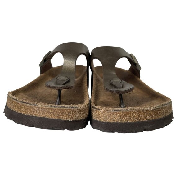 Birkenstock Womens Gizeh Footbed Sandals Brown Leather Shoe Ankle Strap Buckle 5 - Picture 5 of 11